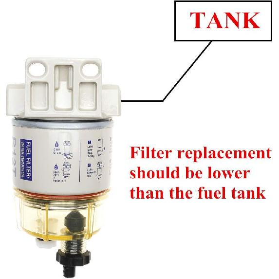 IFJF R12T Fuel Water Separator Marine 120AT NPT ZG1/4-19 Automotive Parts With Fitting -Complete Combo Filter Diesel Engine(Includes 2 Fittings,2
