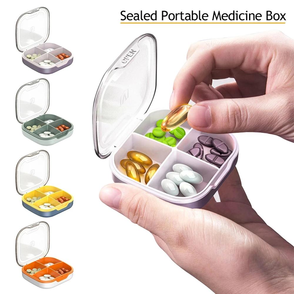 6 Grid Portable Eight Grid Sub Packing Large Capacity Pill Box Sealed Moisture Proof Pill Storage Box Folding Waterproof Pill