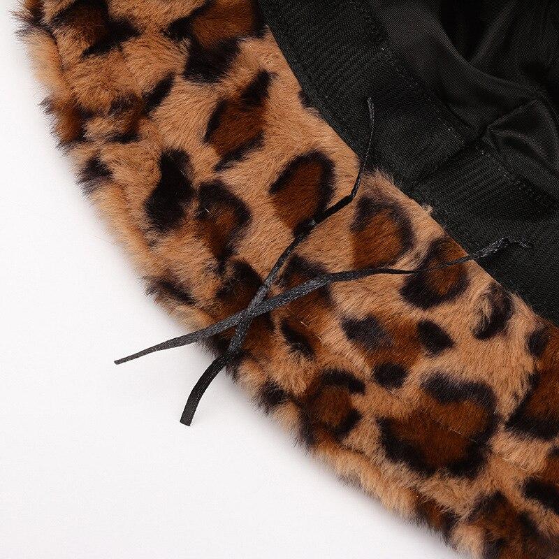 Шапка женская зимняя Show Face Маленькая леопардовая шапка рыбака женская универсальная теплая шляпа-горшок Ins плюшевая панама