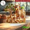 Двумерная плоская акриловая статуэтка, Корова и теленок в стиле бохо с подставкой, Настольный декор для дома, офиса, кафе, Уникальный коллекционный предмет с животными