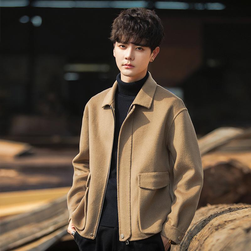 Jacket Men's Autumn and Winter Casual Jacket Short Cashless Woolen Coat High-end Korean Version Trend