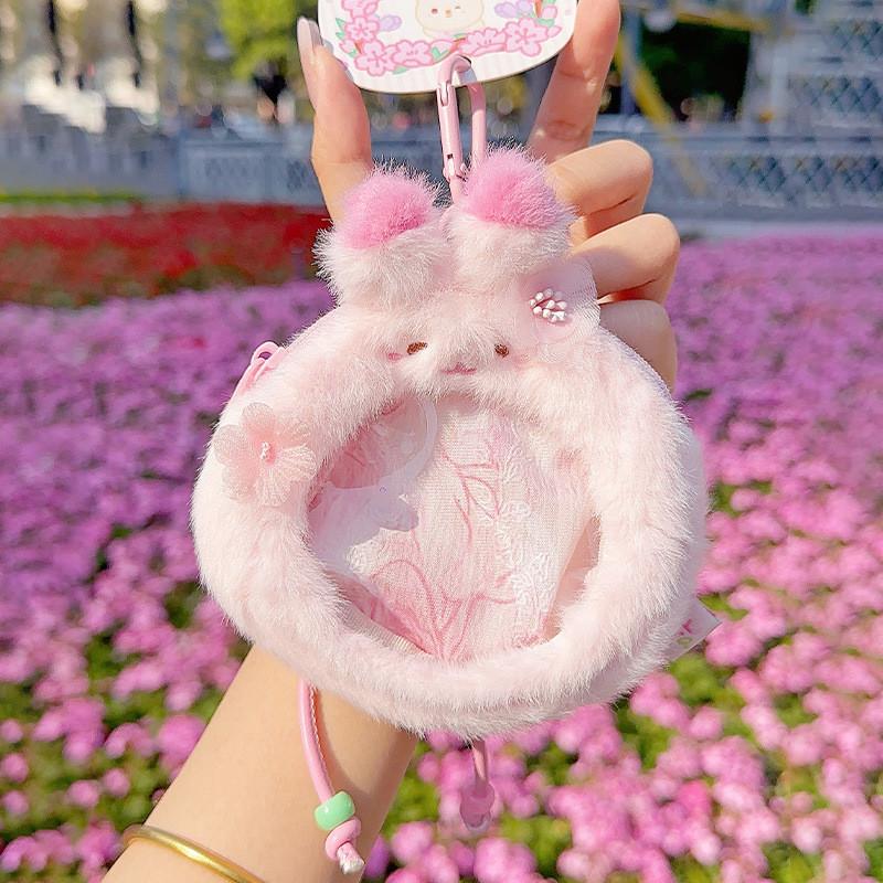 Cherry Blossom Bear Rabbit Cat Plush Keychain Bag Accessory Animal Kids Gift