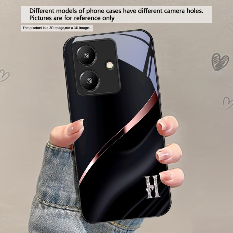 Элегантные буквы 'S M R' Для Redmi Note 14 Pro+ 13 Pro 8 9 9S 12S 10 Pro 11 12 13C 14C A3 12 13 K60 Ultra Черный Стеклянный Чехол для Телефона