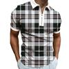 Мужская клетчатая полосатая рубашка-поло в деловом стиле с коротким рукавом и молнией из дышащего эластичного материала