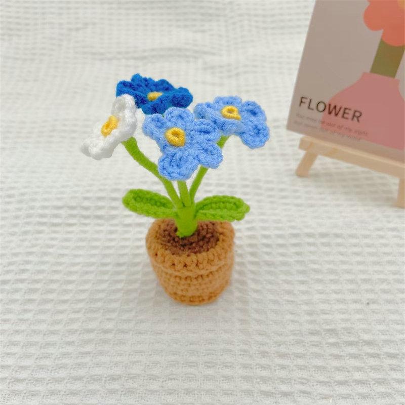 Mini Potted Crochet Homemade Tulip Flower Rose DIY Hand-Woven Home Decoration Wool Finished Product