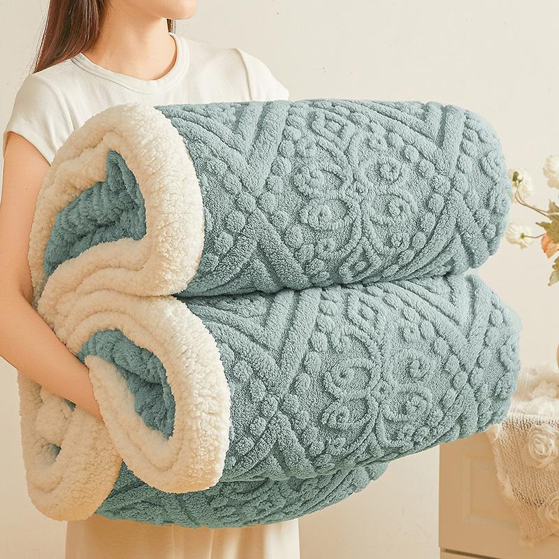 Thick Warm 3D Embossed Velvet Blanket Double Layer Fleece Warmth Autumn Winter Blankets for Bed Fluffy Plush Sofa Throw Blanket