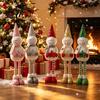Holiday Standing Snowman Doll Christmas Plush Sequins Hat Legs with Extendable Holding Star Decorative Dolls