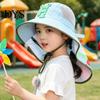Kids Foldable Camping Hat Summer Sun for Boys Girls, Breathable Mesh Wide Brim Cap with Neck Accessories Flap, Adjustable Strap & Whistle, UV