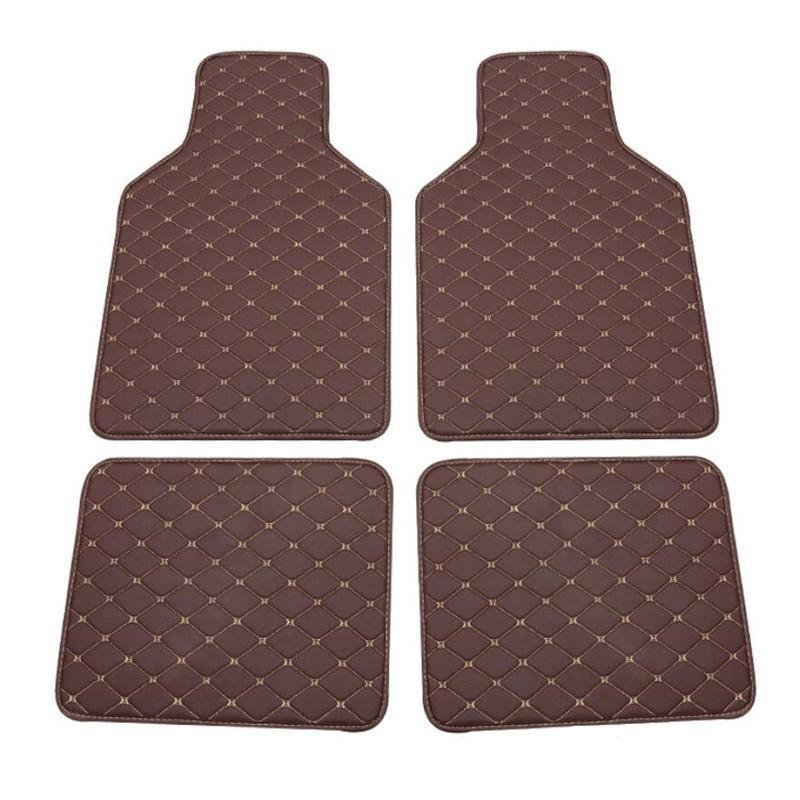 4pcs Universal Leather Car Floor Mat Car-Styling Interior Accessories Mat Floor Carpet Floor Liner Waterproof Foot Pad