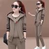 Women's Korean 3-Piece Vest Set: 2026 Autumn Long-Sleeve Sweatshirt & Plus Size Casual Sportswear.