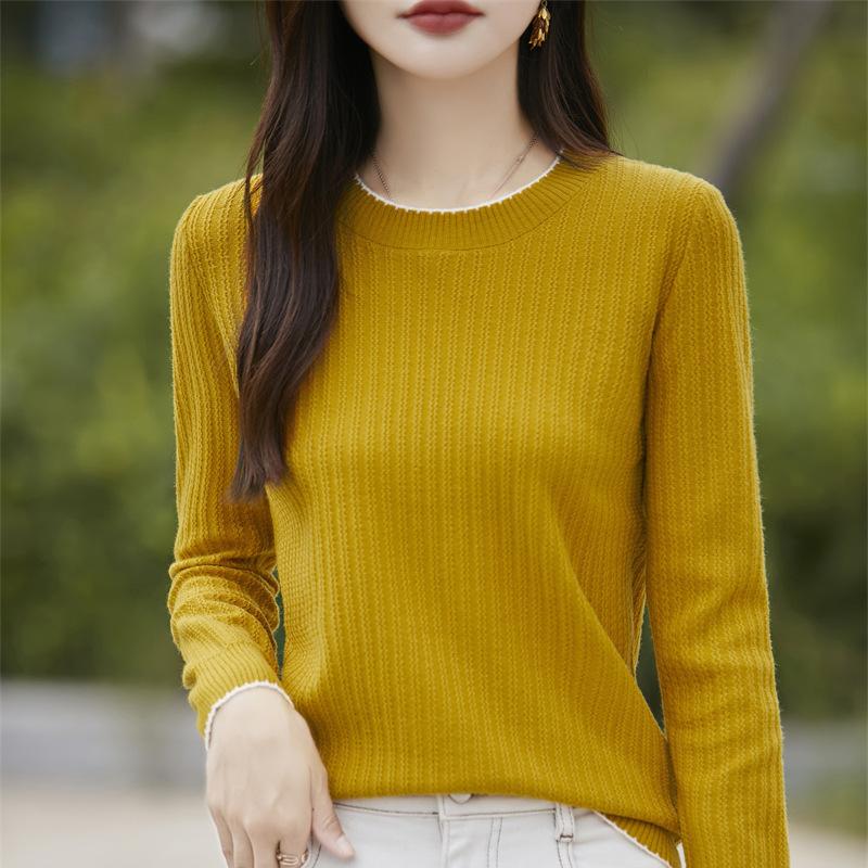 DAFIFY Женская мода повседневная осень-зима однотонный принт длинный рукав O-образный вырез свитера