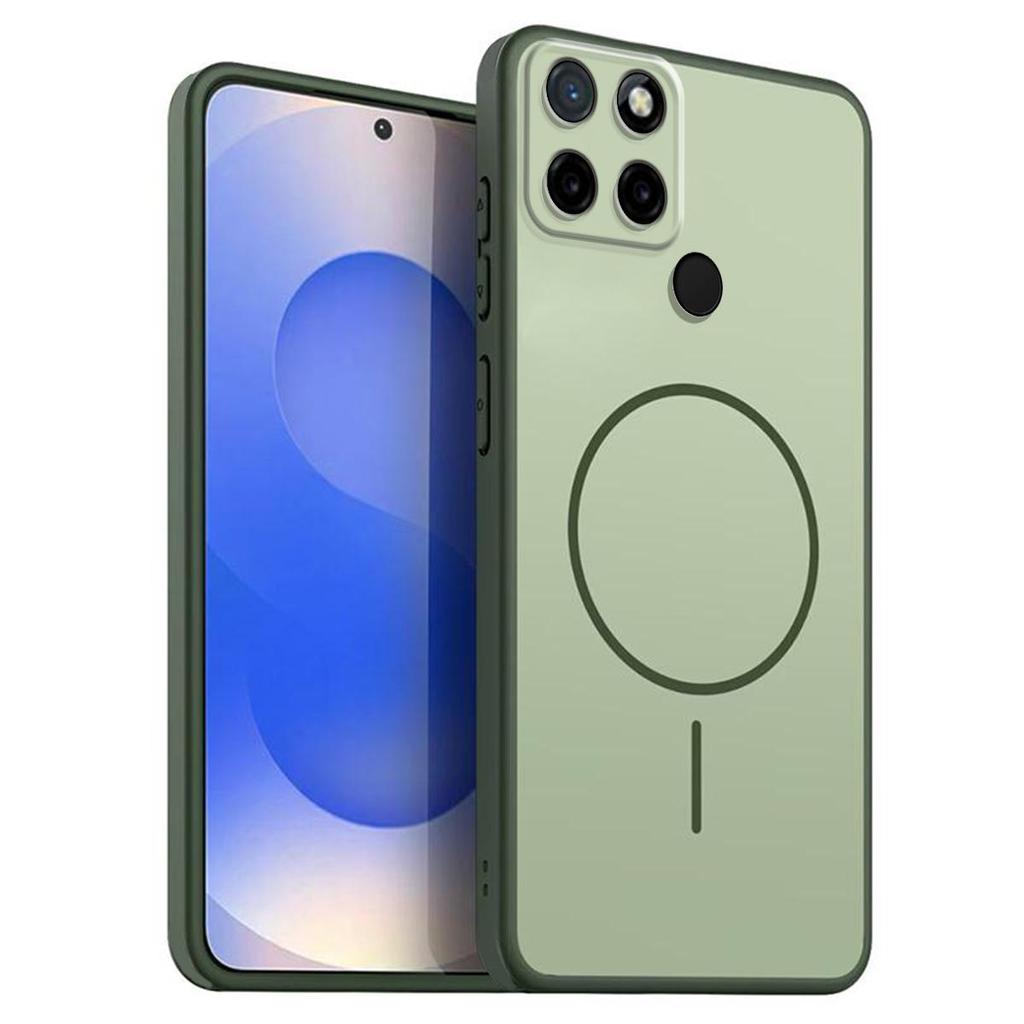 Однотонный матовый чехол из ТПУ для realme C25Y, C21Y с декоративным принтом кольца в стиле MagSafe
