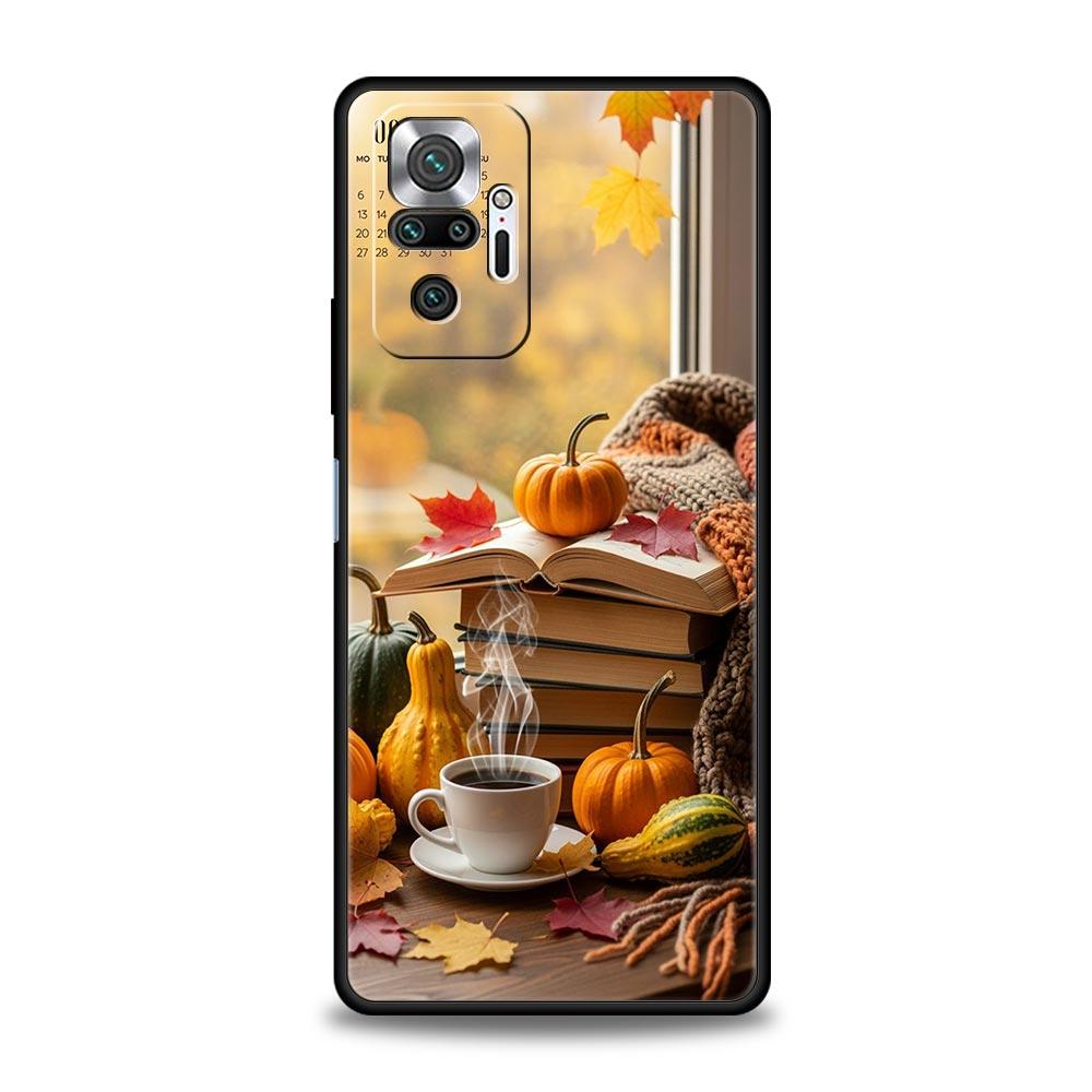 Чехол для телефона 'Тыква Осенние Листья Кофе' для Redmi 14C 10C Note 15 14 13 12 10 11 K40 Pro Plus 5G Мягкий ТПУ Ударопрочный Capas