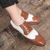 Mens Luxury Shoes Brogue Lace-up Mens Shoes Casual British Style Contrast Color Oxford Shoes Mens Office Shoes Plus Size 38-48