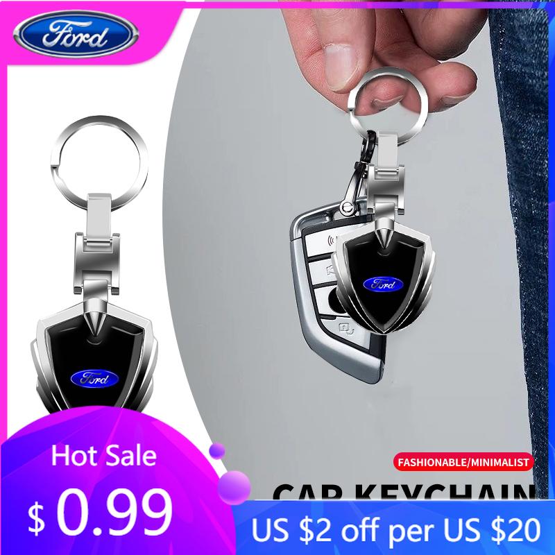 Car Sticker Car Logo Stying 3D Metal Key Rings Shield Shaped Keychain For Ford Fiesta C-Max Kuga Ranger Raptor KA Fusion ST Tran