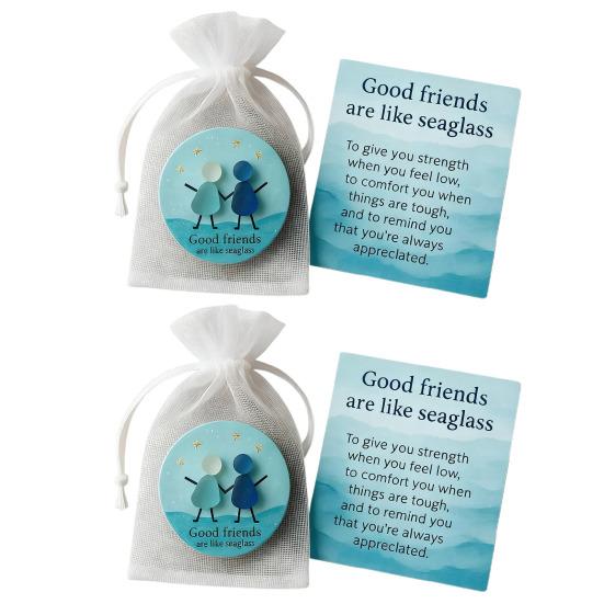 Хорошие друзья как морское стекло, памятный подарок, искусство из морского стекла, карманный жетон-обнимашка с карточкой, подарки дружбы для подруг