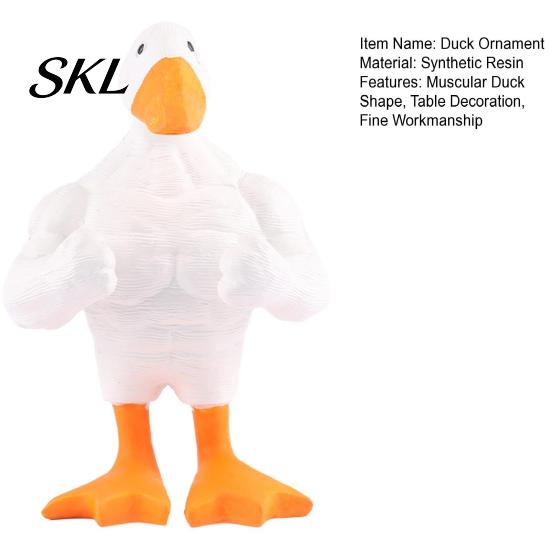 Outdoor Duck Statue Resin Muscular Figurine, Strong Fitness Statue, Office Desk Ornament White Yellow Shape for Table Decor Muscle Figurine
