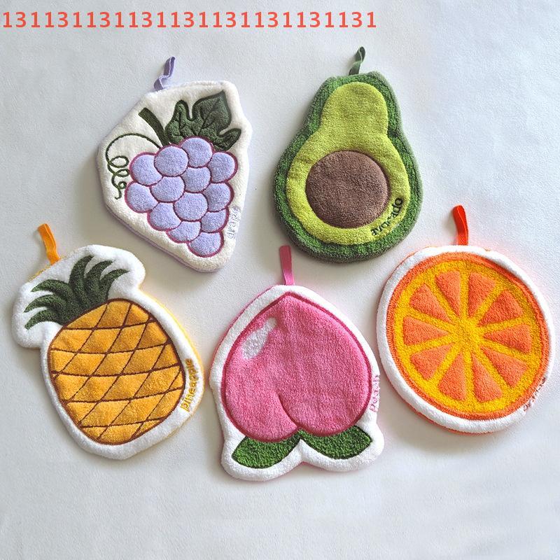 Cartoon Fruit Hand Towel Hanging Absorbent Bathroom Kerchief Coral Fleece Thickened Washcloth