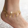 Leaf Tassels Two Layer Beach Sandal Ankle Chain Foot Bracelet Anklet KTJ