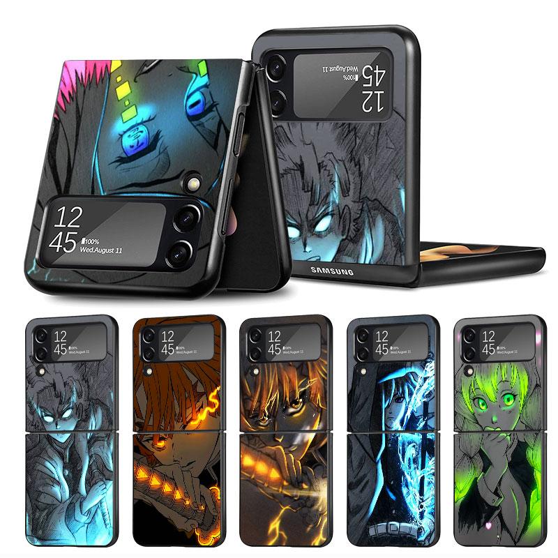 Anime Phone Case for Samsung Galaxy Z Flip 3 5G ZFlip3 ZFlip Z Flip 4 Zflip Flip3 Flip4 Demon Slayer Kamado Black Cases Shell