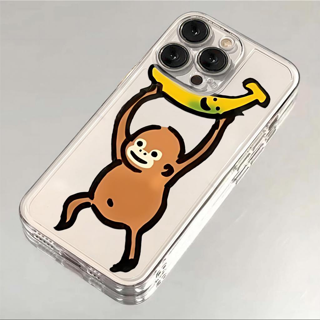 Роскошный забавный мультяшный чехол-обезьянка для iPhone 16 15 14 13 12 11 Mini Pro Max X XR XSMax 7 8 Plus SE20 Прозрачный чехол