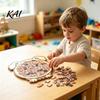 Solid Wood Puzzle Toy Wooden Animal Jigsaw Puzzle, Pig Rabbit Theme Difficult Educational Game Challenge Game, Kids Adults for Desk Decoration Art