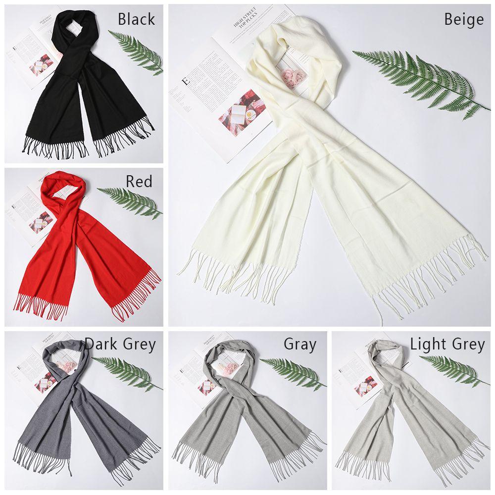 Business Autumn Winter Warm Long Shawl Cotton Scarf Pashmina Cotton Pure Color