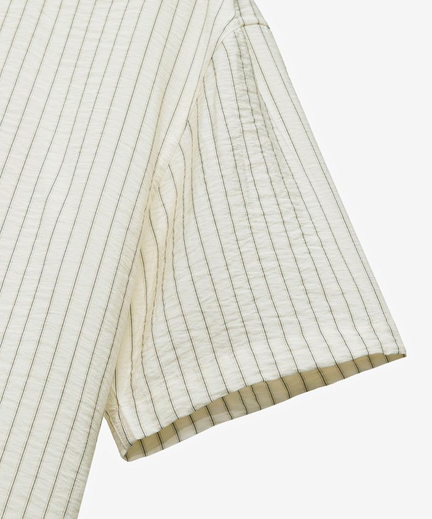 MINDBRIDGE [On] Striped Overfit Cream Short Sleeve Shirt