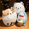 Kavayi Bubble Tea Mushuk Yumshoq O'yinchoq Yoqimli To'ldirilgan Hayvon Ayiq Akula Yumshoq Yostiq Chashka Sutli Choy Boba Qutb Ayig'i Yumshoq Qo'g'irchoq Qizlar Tug'ilgan Kuni Sovg'asi