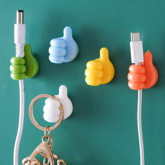10Pcs Colorful Silicone Thumb Wall Hooks Strong Adhesion Cable Clip Rust-proof Key Hangers Desktop Storage Hook