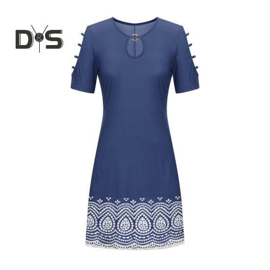 Женское летнее мини-платье с открытыми плечами, бохо, короткий рукав, круглый вырез, платье А-силуэта, повседневный свободный пляжный сарафан для офиса, вечеринки, отпуска