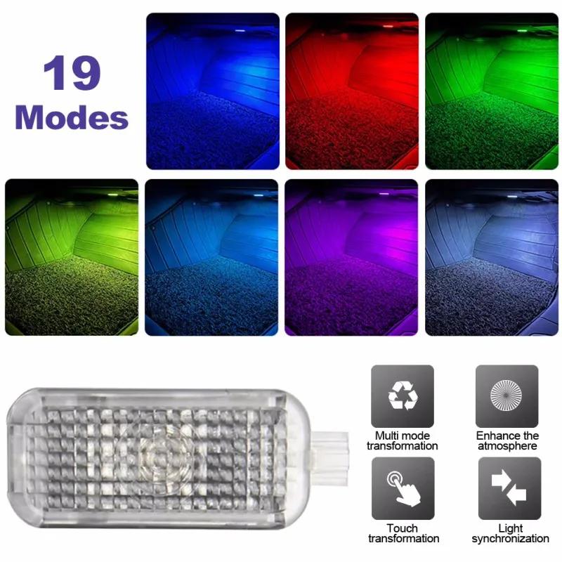 For Volkswagen VW Tiguan Golf Sharan Touareg Passat CC Jetta Scirocco Car Footwell Lights Touch LED Atmosphere Light Accessories