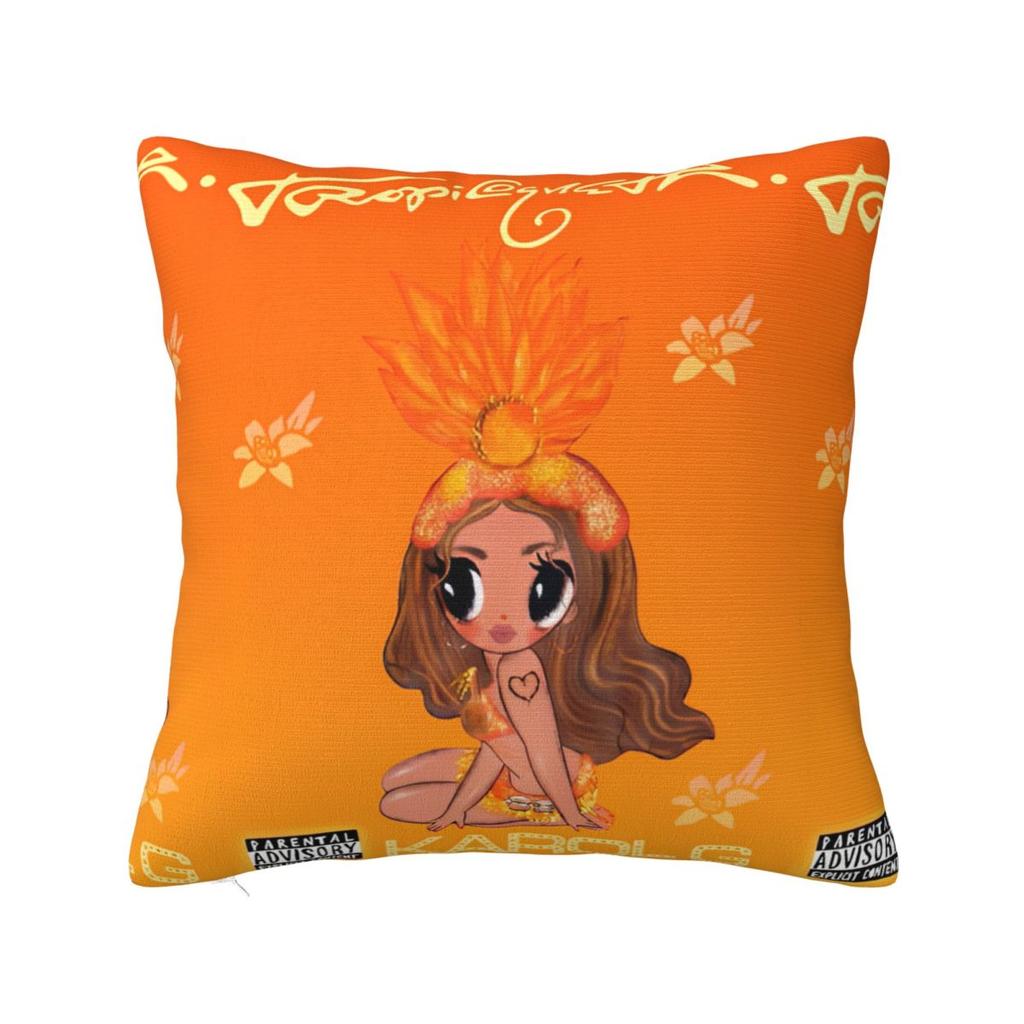 Karol G Tropicoqueta New Album Pillowcase Polyester Cushion Cover Decor Verano Rosa Throw Pillow Case Cover Home Square 40X40Cm