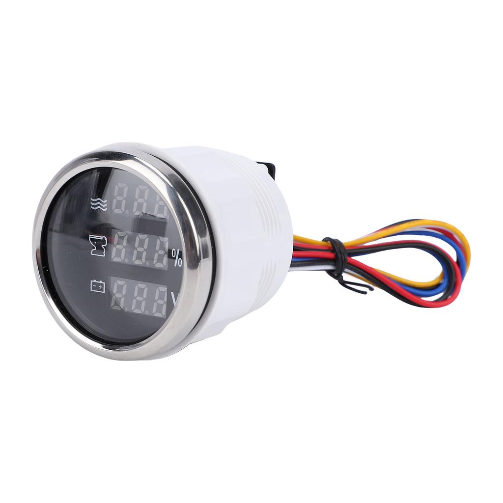 52mm Digital Display Gauge Multifunctional Sewage Voltage Voltmeter Water Level Meter with Backlight for RVs Trucks