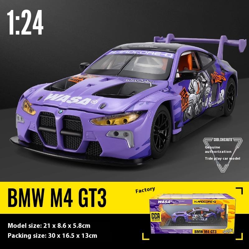 Масштаб 1/24 BMW M4 GT3 Серия WASA Литой металлический автомобиль из сплава Модель автомобиля DIY Дизайн Коллекция Декорация Бутик Модные подарки для мальчиков