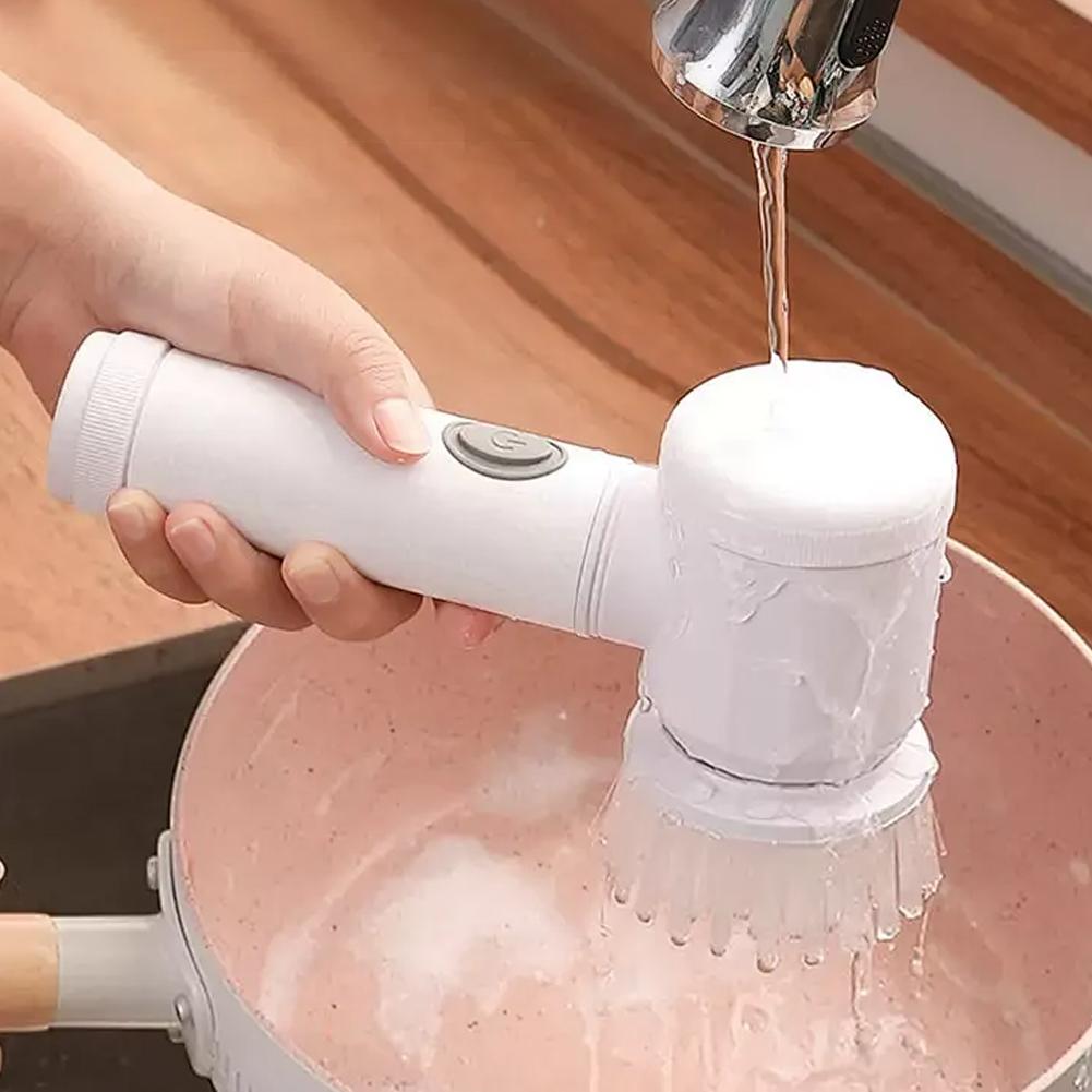 Электрическая вращающаяся скрубберная машина, перезаряжаемая, с 5 сменными насадками для щеток, электрическая вращающаяся скрубберная машина для дома, беспроводная ручная чистящая щетка