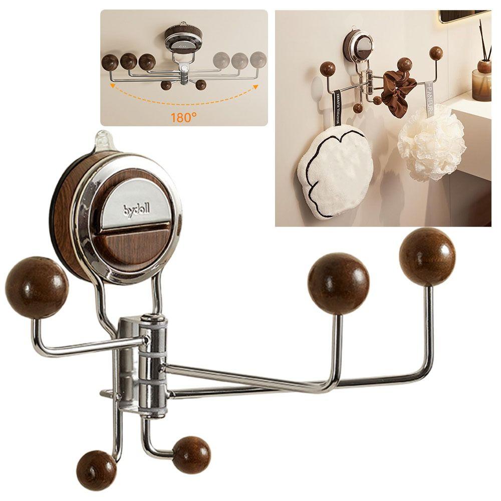 Removable Suction Cup Swivel Hook Metal 5 Hooks Towel Hook Durable Wall Hanger Kitchen
