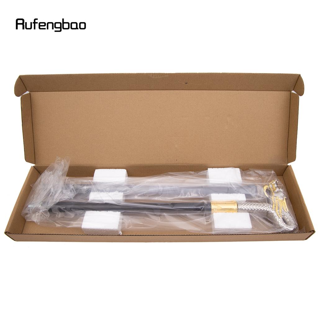 Golden White Dragon Head Fashion Walking Stick Decorative Stick Cospaly Vintage Party Fashionable Walking Cane Crosier 90cm