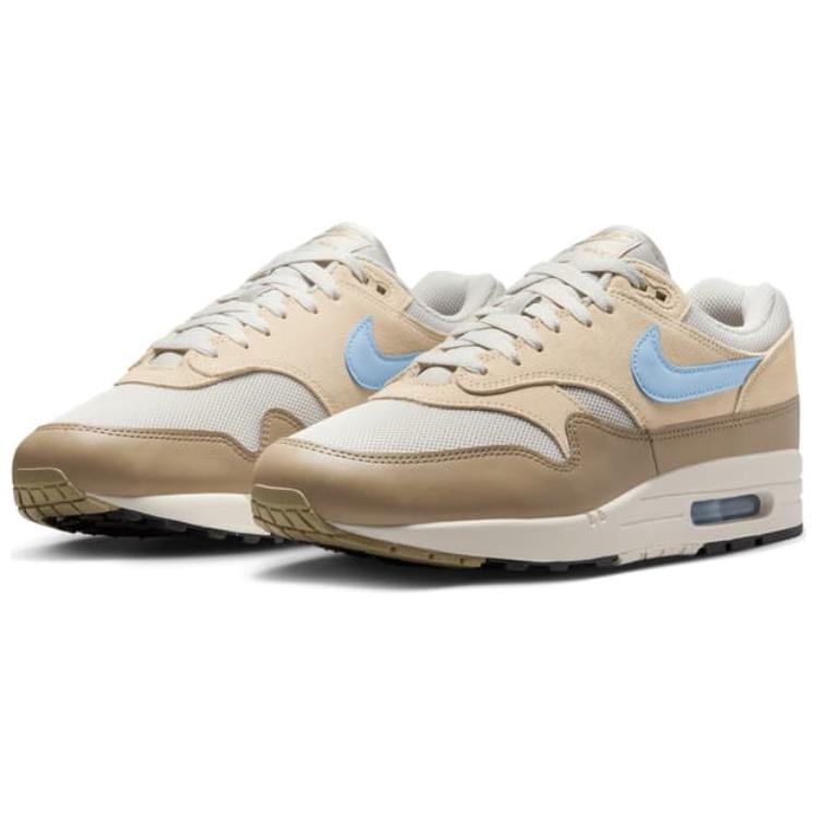 Nike Air Max 1 Essential Light Bone Psychic Blue унисекс кроссовки кремовые Sanddrift хаки FZ5808-009