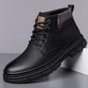 Leather Shoes Men's Soft-soled Casual Cotton Shoes Fleece Non-slip British Leather Boots 2024 New Winter Men's Shoes