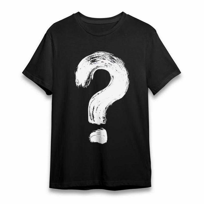 Women's Plus Size Soft Classic T-Shirt Minimalist Brushstroke Question Mark Tee