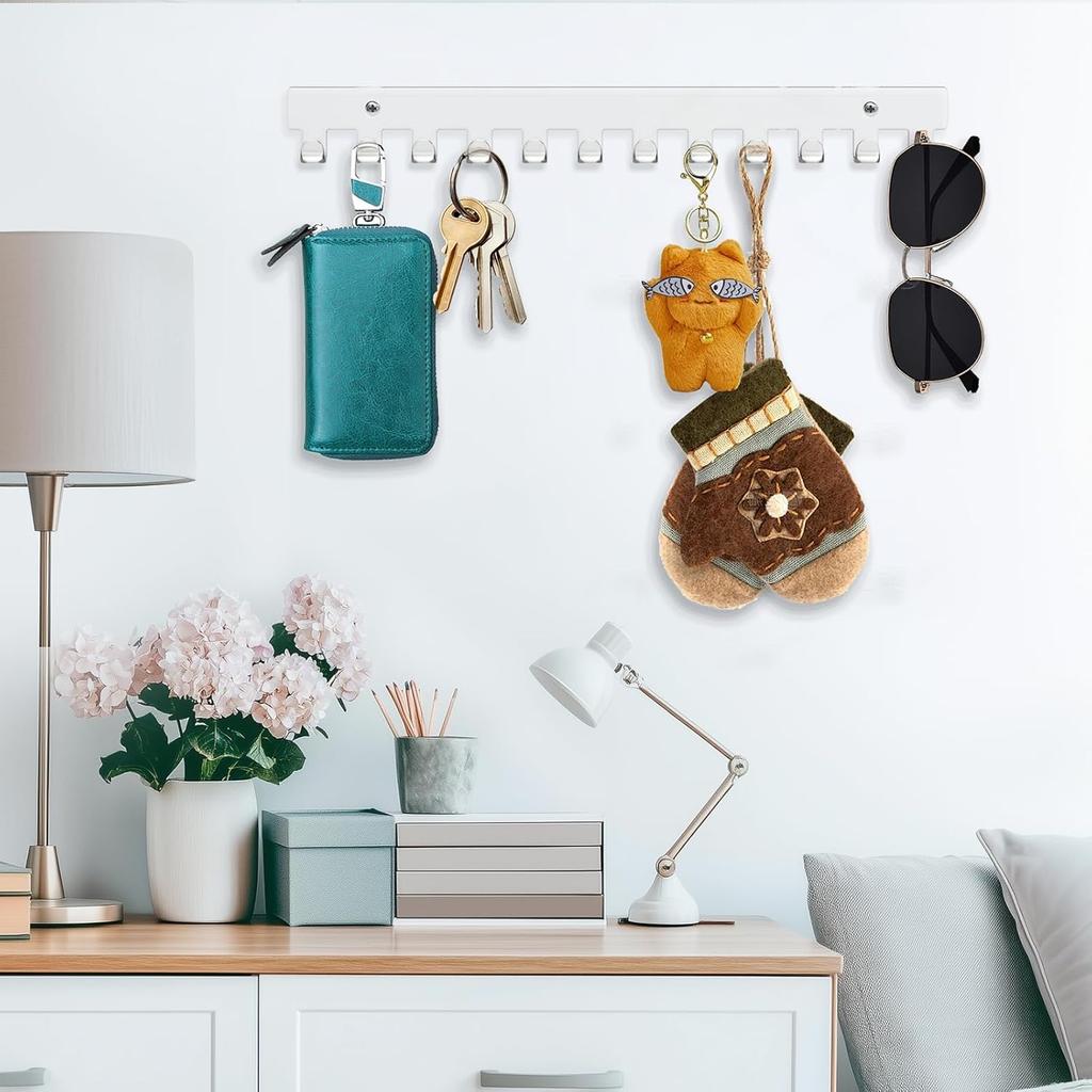 2 Pack Necklace Holder - Hanging Jewelry Organizer, Self-Adhesive, Wall Mount (Clear)