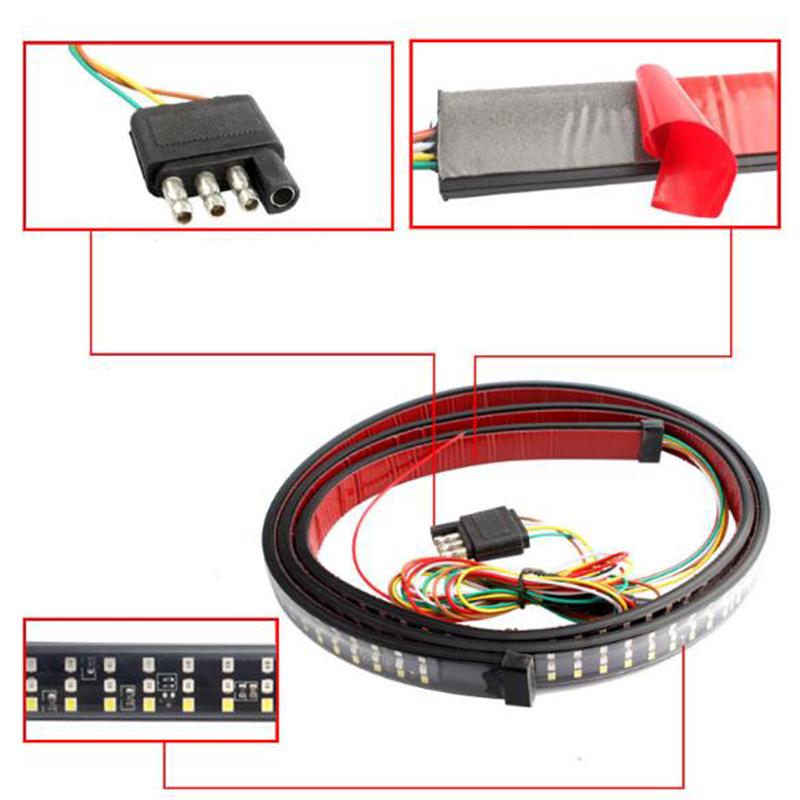 Светодиодная полоса для грузовика, фонарь на заднюю дверь, 3 ряда, сигнал заднего хода, задние фонари 48 дюймов