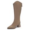 Plus Size New Women Boots Zipper Thick High Heels Simple Autumn Winter Boots Knee High Botas