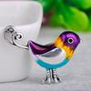 Blucome Fashion Cute Little Bird Shape Colorful Enamel Brooches Antique Silver Pins For Women Kids Scarf Suit Corsages Jewelry