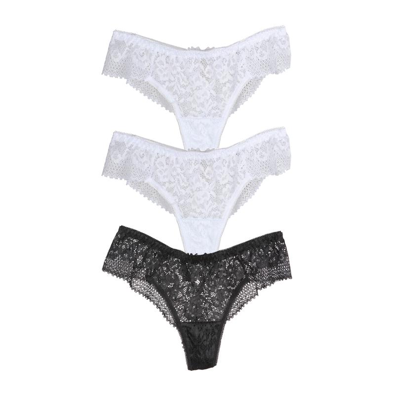 CINOON 3 шт./лот сексуальные водорастворимые кружевные женские трусики полые стринги вышитые стринги с низкой талией полуобернутые бедра Т-образные бикини трусы