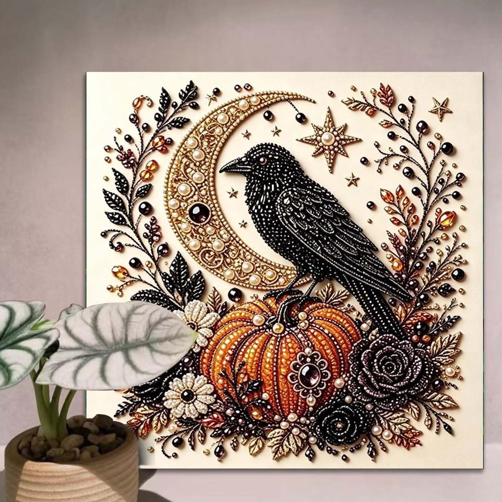 Хэллоуин DIY Жемчужная Живопись Самоклеящаяся Тыква Призрак Кошка Ворона Настенное Искусство Декор Спальни Гостиной