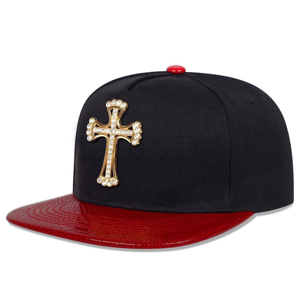 Metal Cross Leather Brim Hip Hop Hat Men and Women Baseball Cap Fashionable Flat Top Caps Casual Hats