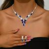 Bride Jewelry Set Adjustable Teardrop Pendant Necklace Drop Earrings Sparkling Butterfly Pendant Necklace For Galas Parties