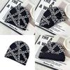Y2k Goth Style Knit Hat With Chain Pattern For Streetwear And Hiphop Fans